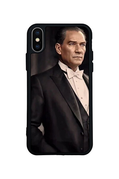 Aksel Kılıf غطاء متوافق مع iPhone XS Max، مطبوع، أسود غير لامع، سيليكون ناعم،...