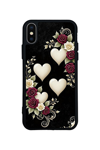 Aksel Kılıf متوافق مع iPhone X / XS، مطبوع، أسود غير لامع، سيليكون ناعم، واقي...