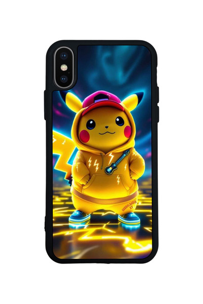 Aksel Kılıf متوافق مع iPhone X / XS، مطبوع، أسود غير لامع، سيليكون ناعم، واقي...