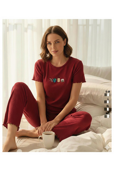 İpek Set de pijamale pentru femei, cu mâneci scurte, decolteu tip bicicletă, ...