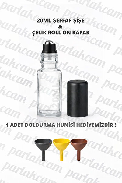 parlakcam 1Pc Glass Roll on Bottle with Ball Leakproof Black Cap 20ml Amber T...