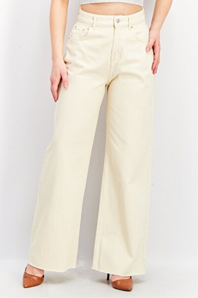 Don't Call Me Jennyfer Women Dad Fit Solid Non-Stretchable Denim, Cream