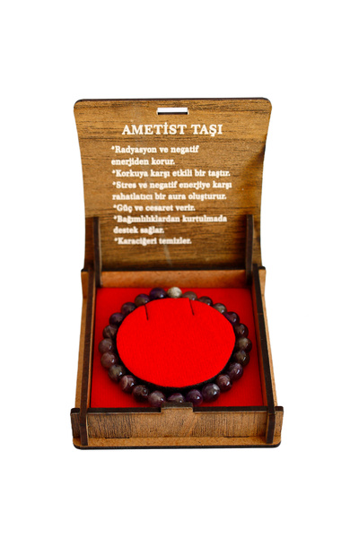 taru pasaj Natural Amethyst Stone Bracelet with Box – Purple Natural Stone Br...