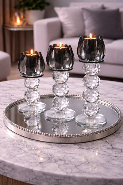 eviko 3'lü Şık Mumluk & Şamdan