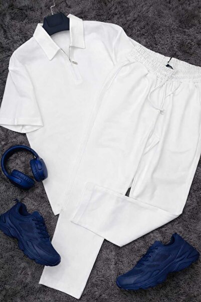 cto your style Men's Polo Collar (T-Shirt + Pants) Casual Fit Top and Bottom Set