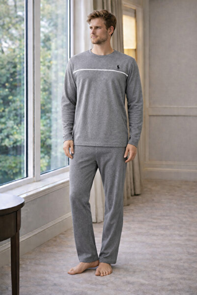 YUYİ Polo Republi̇ca 95% Cotton Long Sleeved Men's Pajama Set 3406