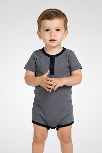 GUPPY Toddlers Boy Crew Neck Heather Short Sleeve Bodysuit, Dark Sapphire