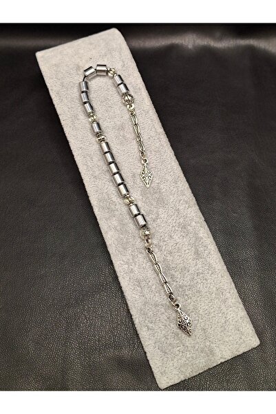 Han Ticarethane Silver Color Capsule Model 15-Piece Natural Stone Hematite Za...