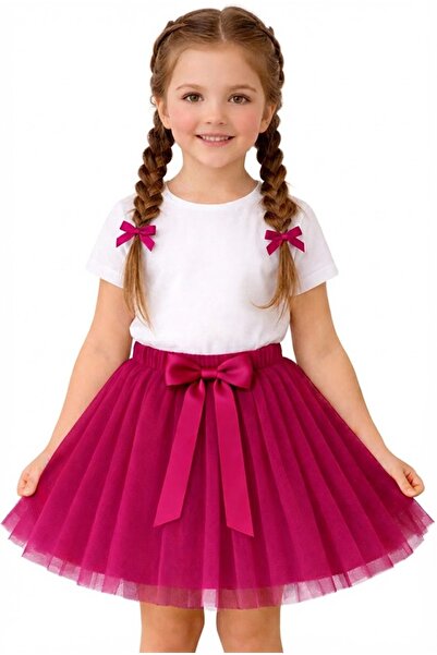 NOBLE STORE 23 أبريل 29 أكتوبر ملابس عرض للأطفال تي شيرت أبيض + تنورة توتو