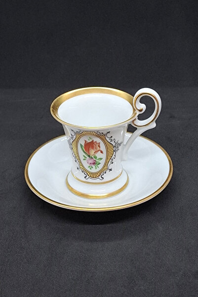 Weımar Porcelain Single Rose Coffee Cup and Saucer 2 Pieces 60 ml