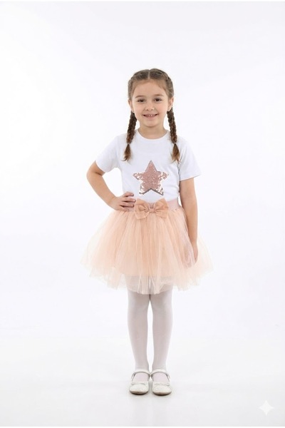 NOBLE STORE Κοριτσίστικο μπλουζάκι με αστέρια και φούστα τούτου, σετ δύο τεμα...