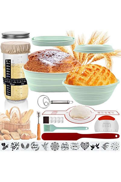 Arabest Sourdough Starter Set, 34oz Sourdough Jar, 2 Protective Bowls, Bread ...