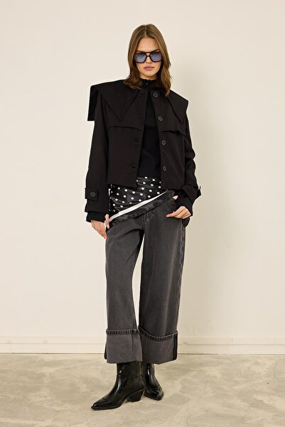 mavi limon Geniş Yaka Trençkot