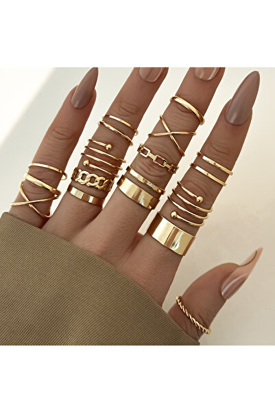 Ervalina 16 Adet Yüzük ve Eklem Yüzük Seti