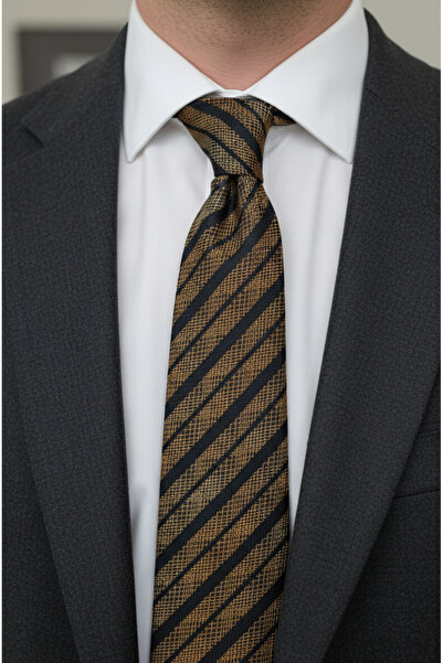 Gutiero Classic Tie with Mustard Patterned Handkerchief