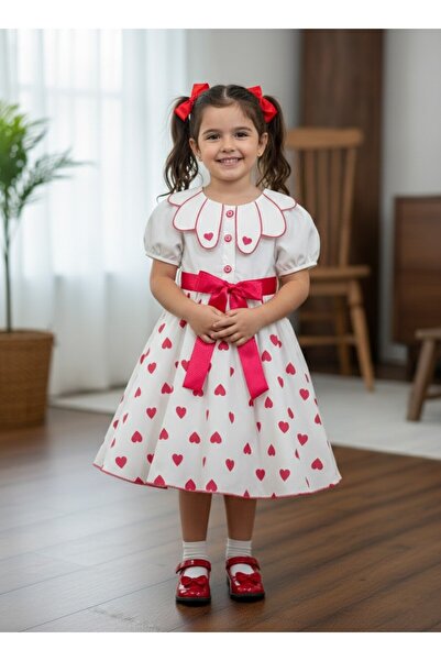 Bolly Baby Kalp Baskılı Dantelli Bebe Yaka Kurdela Kemerli Beli Lastikli İçi ...