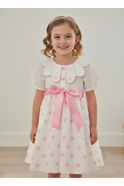 Bolly Baby Kalp Baskılı Dantelli Bebe Yaka Kurdela Kemerli Beli Lastikli İçi ...