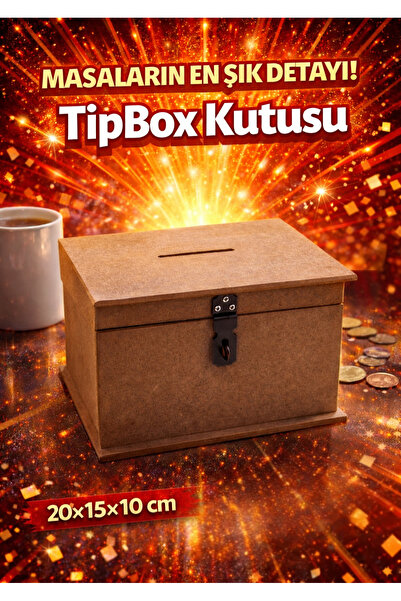 Eymen Hobi Ahşap Tip Box Kutusu Bahşiş ve Para Kutusu Kilitli Organizer 20x15...