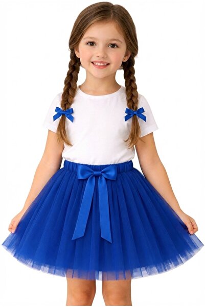 NOBLE STORE 23 Nisan 29 Ekim Gösteri Kıyafeti Kız Çocuk Beyaz Tişört + Tütü Etek