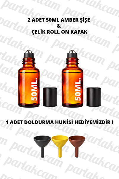 parlakcam 2Pcs Glass Roll on Bottle 50ml Amber Clear Blue Green Glass Bottle ...