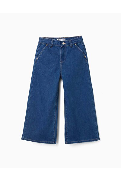 Ziddy بنطلون دنيم واسع الساقين للبنات، أزرق