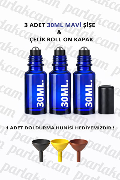 parlakcam 3Pcs Glass Roll on Bottle 30ml Amber Clear Blue Green Glass Bottle ...