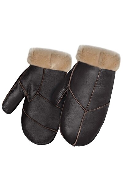 Harssidanzar - Waterproof Sheep Leather Gloves, Size L, Brown