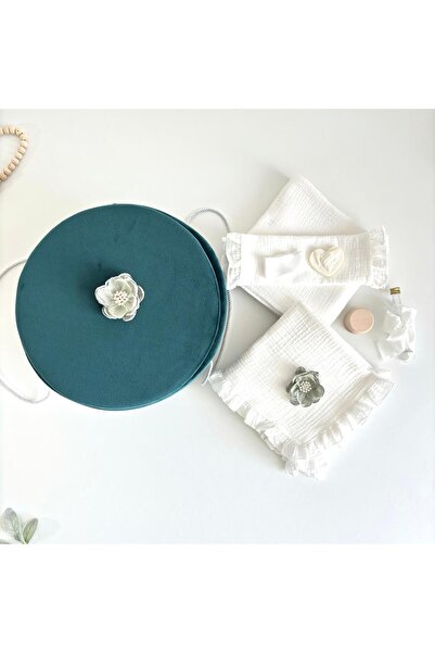 Anya-Events Βαπτιστικό σετ μουσελίνας + Πράσινο βελούδινο κουτί κοστουμιού