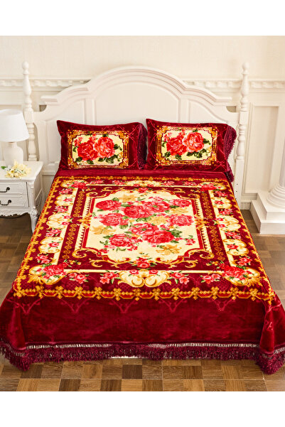 genric Premium Opulent Floral Velvet Bedding Set of 3 Bedspread 2pcs Pillow c...