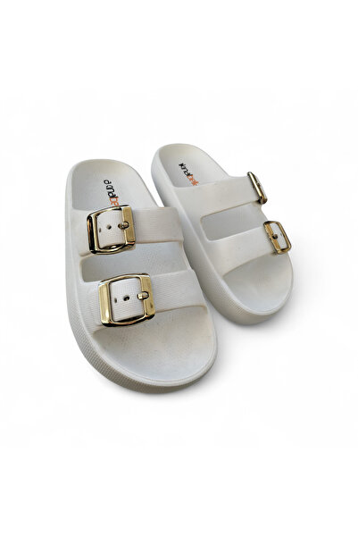 AkınalBella Md Textile Double Buckle Slippers