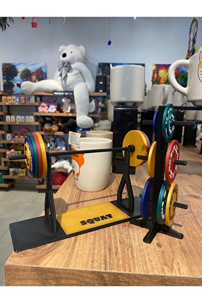 GIFTPALACE Halter ve Ağırlık Plaka Standı 2’li Set – Spor Temalı Dekoratif Ma...