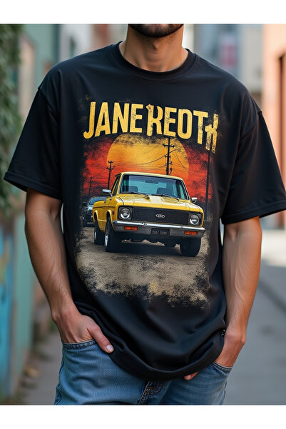 ship master Tricou unisex negru, 100% bumbac, cu imprimeu vintage cu mașini, ...