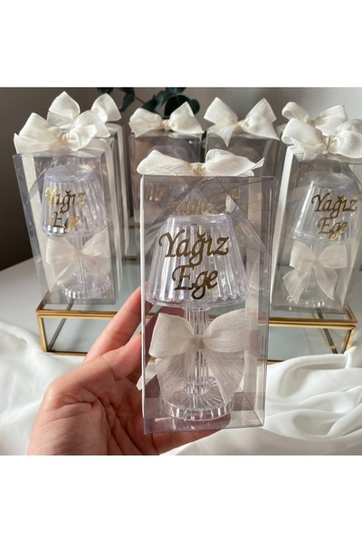 Işıltı Atalier Beyaz mini abajur hediyelik (12 adet)