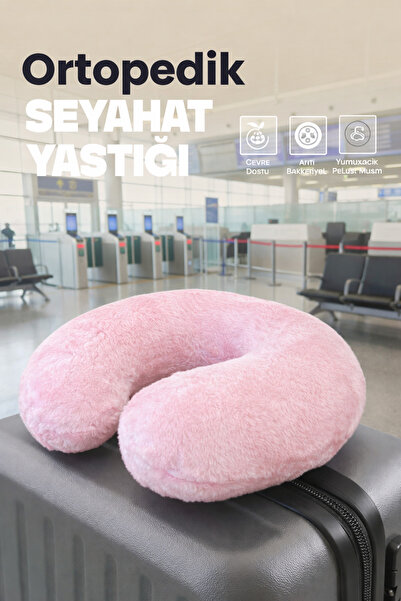 Aura Home Pillow Premium Peluş Kumaş Visco Ortopedik Seyahat Boyun Yastığı – ...