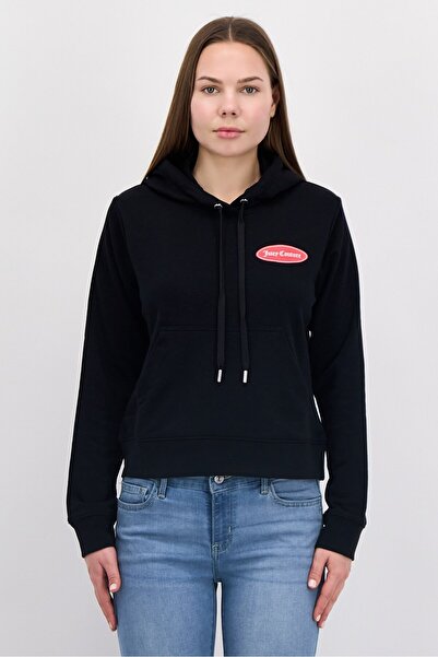Juicy Couture Women Brand Logo Long Sleeve Hoodie, Black