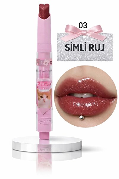 magic casa Simli Ruj 03 – Nemlendirici Parlak Cam Görünümlü Dolgun Dudak Etkisi