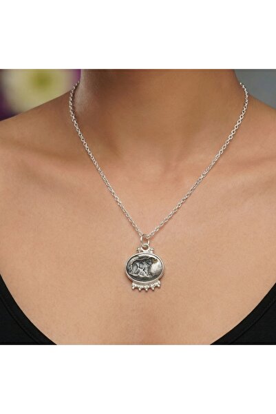 makeitbylove Sultan El Yapımı Ayı Sikke Kolye, Güç ve Koruma Sembolü, Gümüş A...