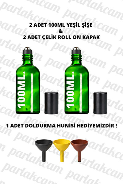 parlakcam 2Pcs Glass Roll on Bottle 100ml Amber Clear Blue Green Glass Bottle...