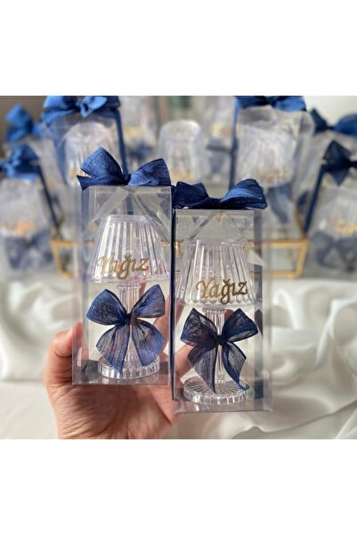 Işıltı Atalier Lacivert mini abajur bebek hediyelik (12Adet)