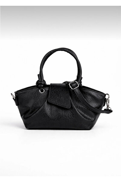 SUYKA BAGS Kemer Kapamalı Siyah Mini El ve Çapraz Çanta