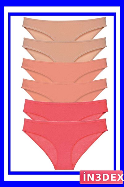 İN3DEX 6-Piece Lycra Women's Slip Panties Set in Skin and Fuchsia Colors