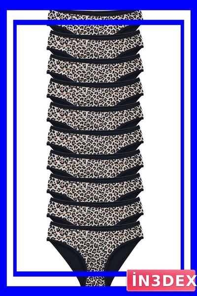 İN3DEX Lycra Soft Textured Women's Slip Panties 10 Pack Leopard Pattern