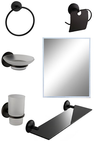 tesitay Kaktüs 5 Li Ayna Seti Siyah Renk