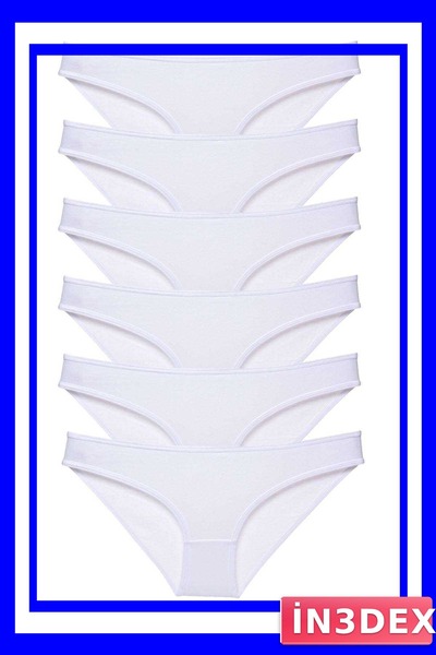 İN3DEX 6-Piece Lycra Women's Slip Panties Set White Color