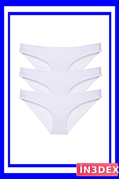 İN3DEX 3-Piece Lycra Women's Slip Panties Set White Color
