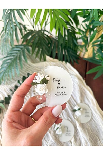 Gami Handmade Gül Detaylı Magnet Epoksi Söz, Nişan, Nikah, Düğün, Hediyelik Organizasyon -15 Adet