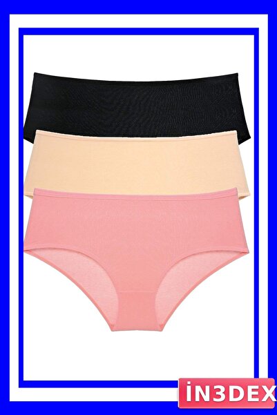 İN3DEX 3-Pack High Waist Bato Panties Black and Skin Color
