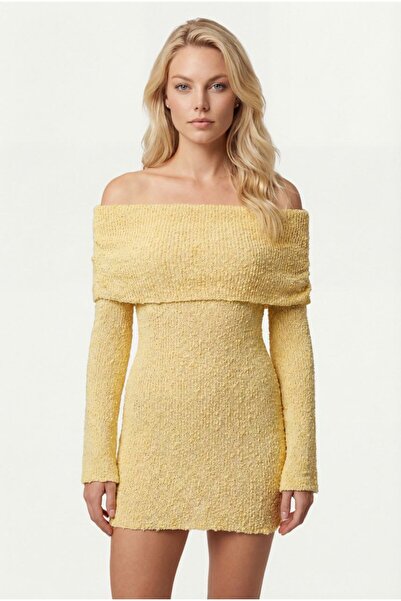 Cistern İstanbul Women's Madonna Collar Short Knitwear Dress