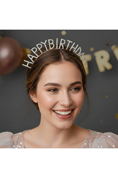 Estilo Lingerie Coroană de culoare argintie HAPPY BIRTHDAY, Coroană pentru zi...
