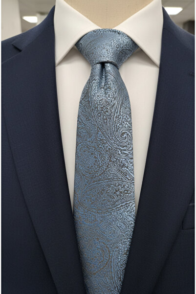 Gutiero Classic Tie with Blue Patterned Handkerchief